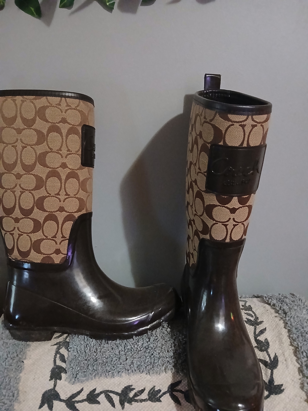 Coach Brown Khaki Signature Rain Boots